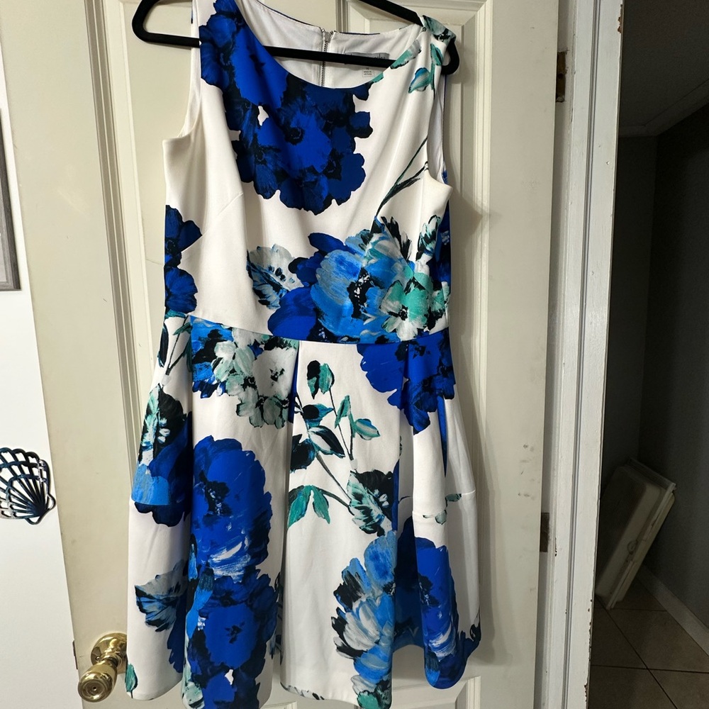 Floral Blue and White Dress